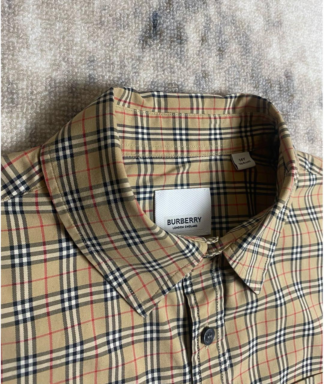 BURBERRY Бежевая хлопковая детская рубашка, фото 2