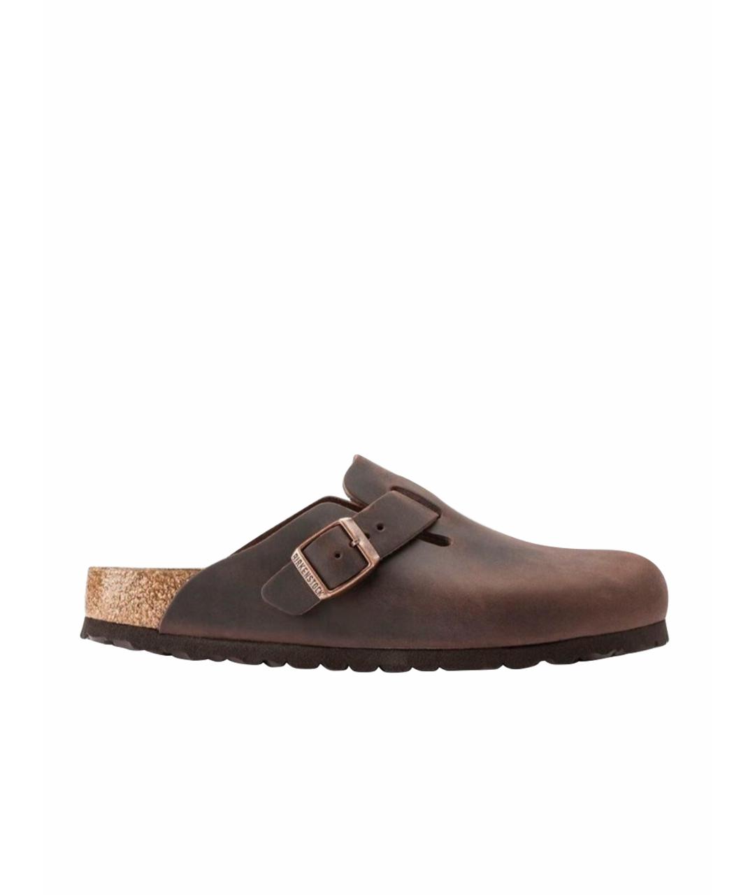 BIRKENSTOCK Коричневые кожаные сабо, фото 1
