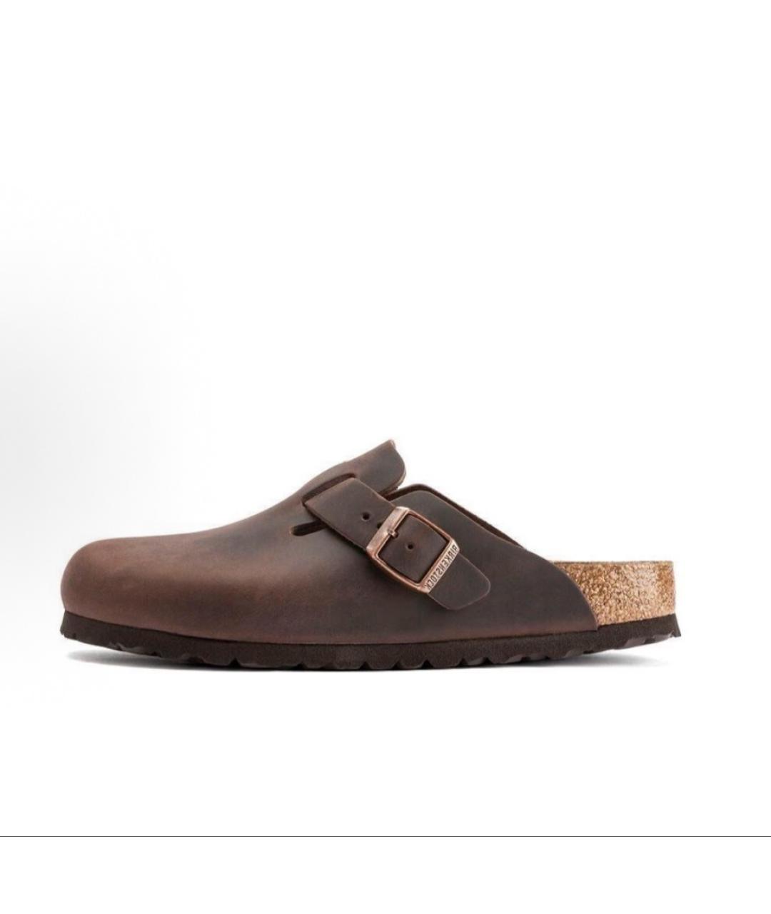 BIRKENSTOCK Коричневые кожаные сабо, фото 4