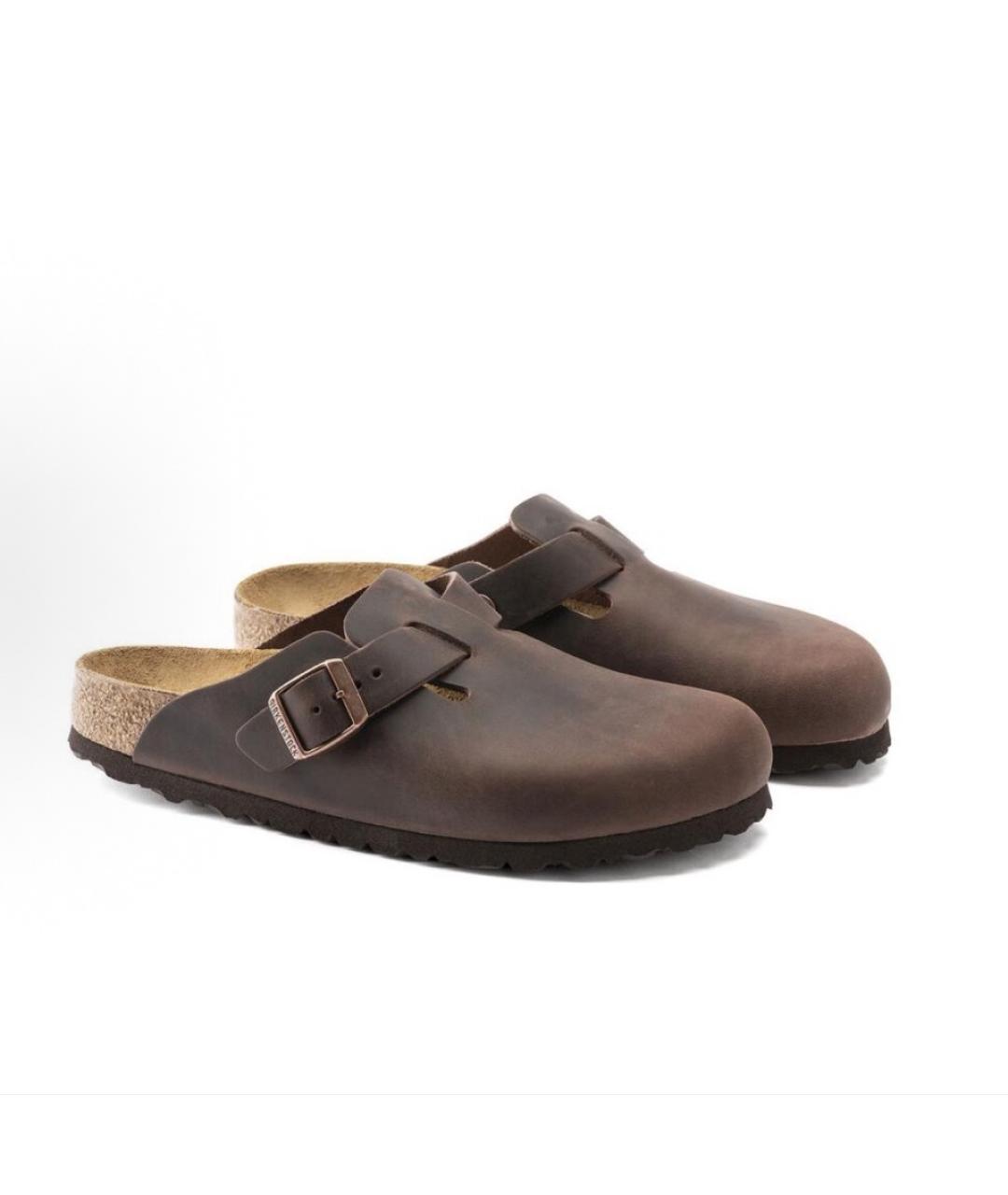 BIRKENSTOCK Коричневые кожаные сабо, фото 3