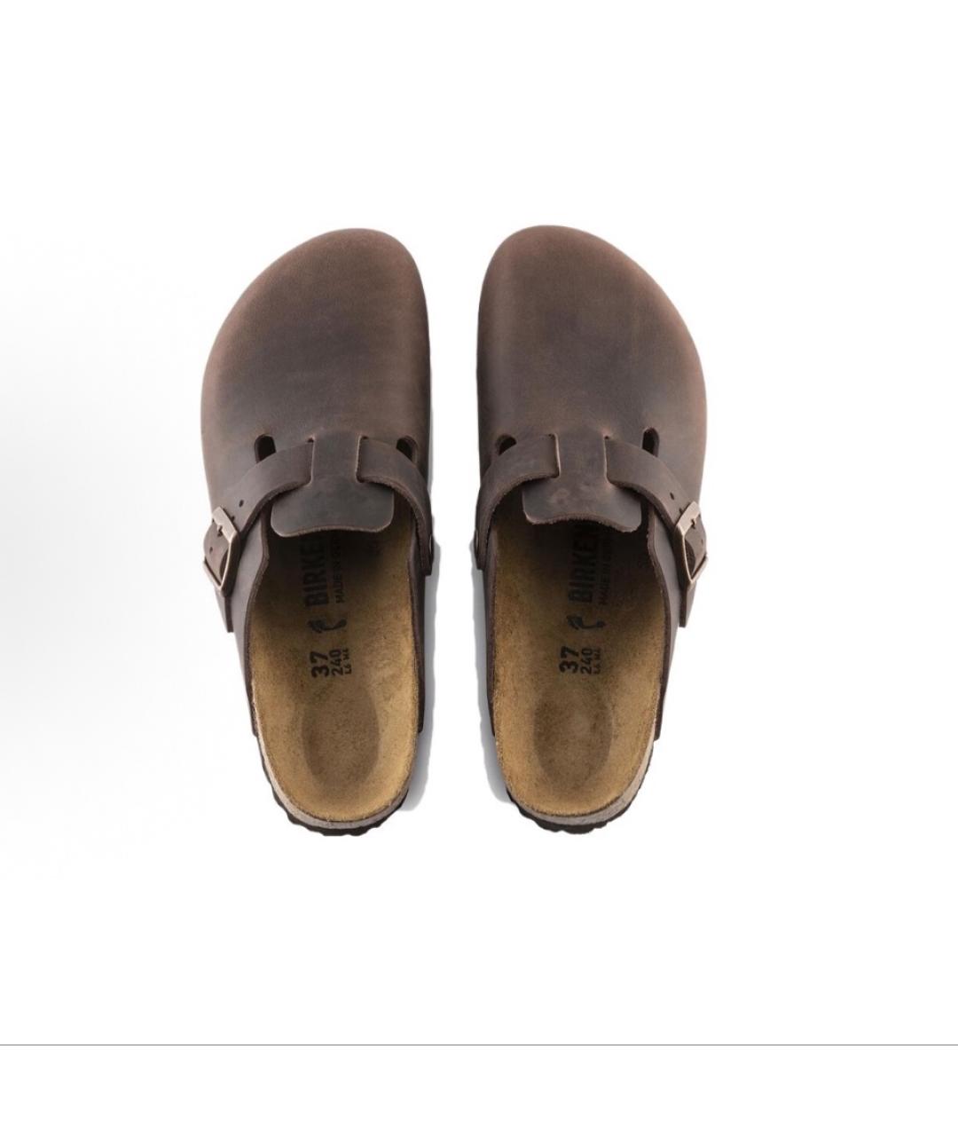 BIRKENSTOCK Коричневые кожаные сабо, фото 2