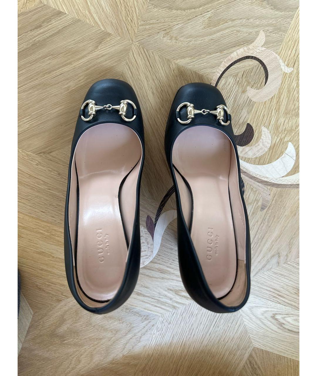 GUCCI Черные кожаные туфли, фото 3