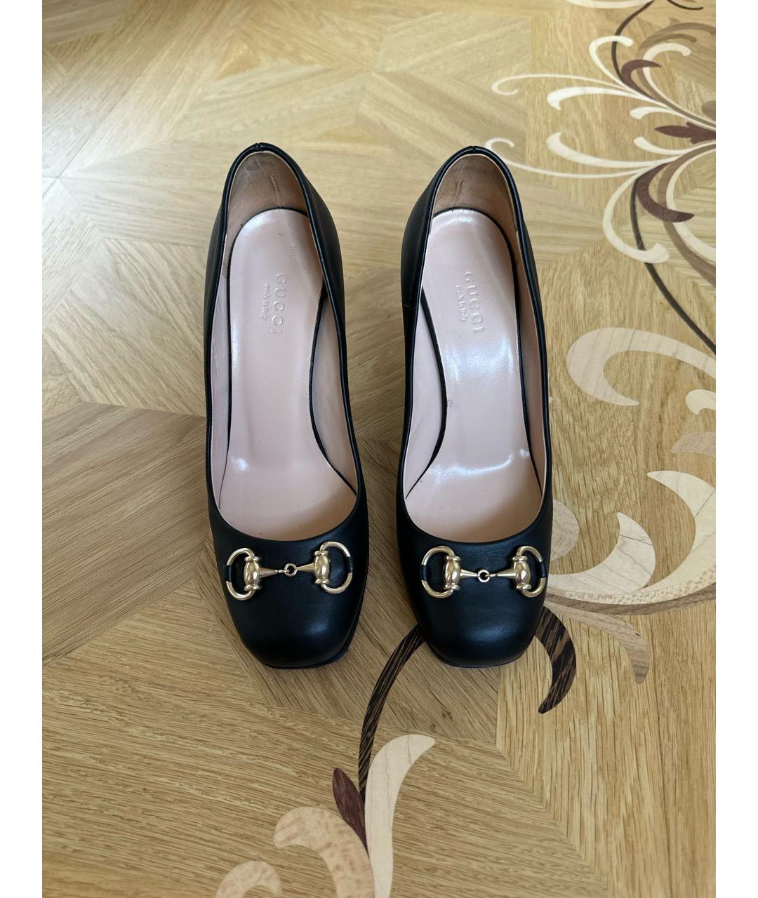 GUCCI Черные кожаные туфли, фото 2