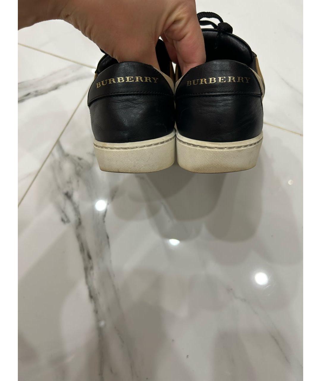BURBERRY Черные кожаные кеды, фото 4