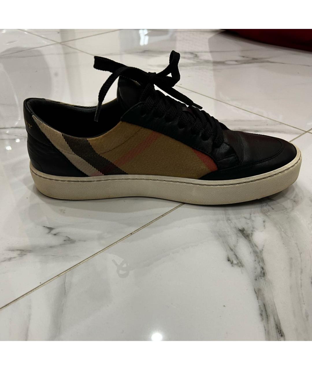 BURBERRY Черные кожаные кеды, фото 2