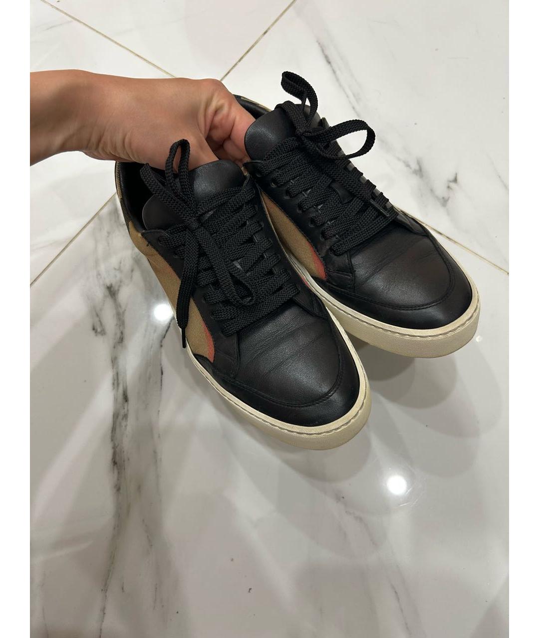 BURBERRY Черные кожаные кеды, фото 7