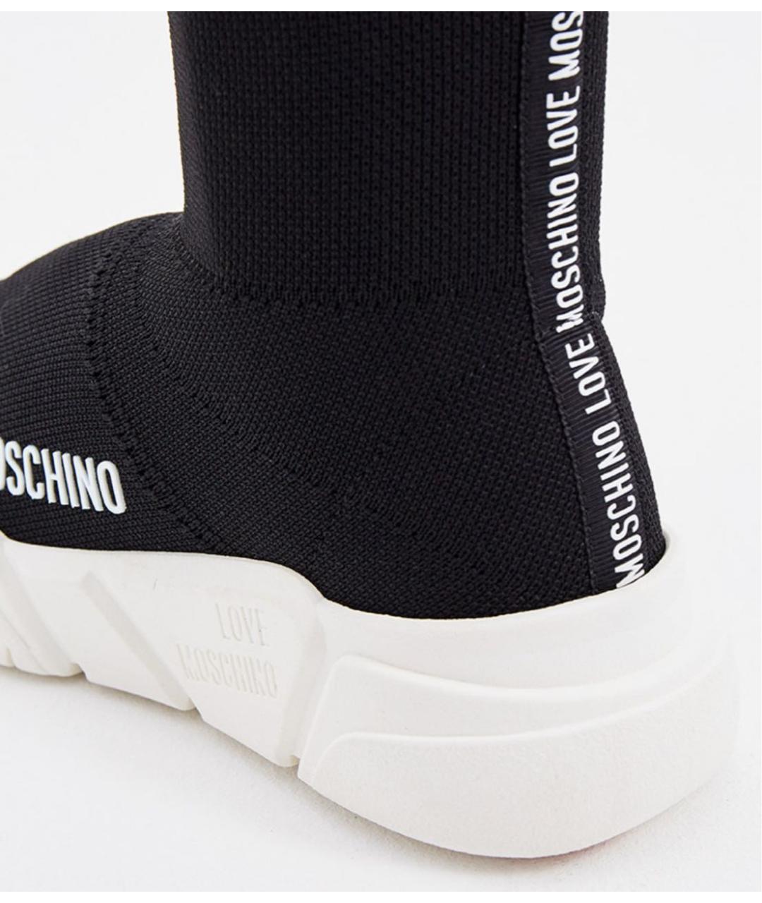 LOVE MOSCHINO Черные текстильные ботфорты, фото 4
