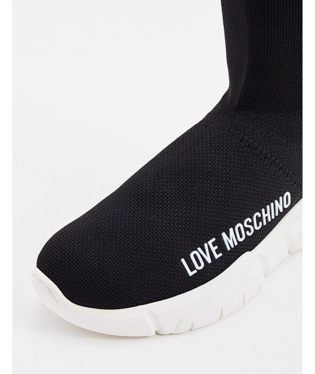LOVE MOSCHINO Черные текстильные ботфорты, фото 2