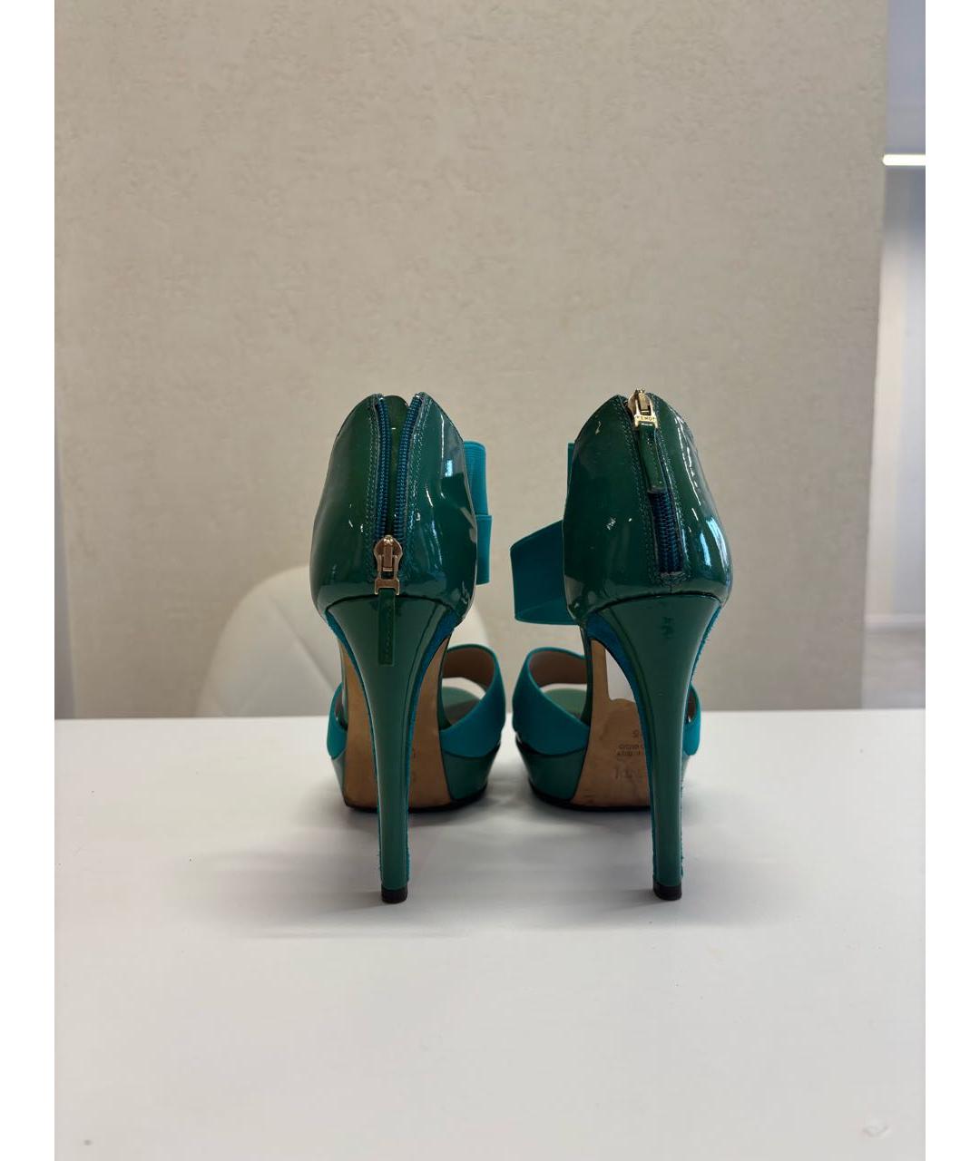 FENDI Бирюзовые босоножки из лакированной кожи, фото 4