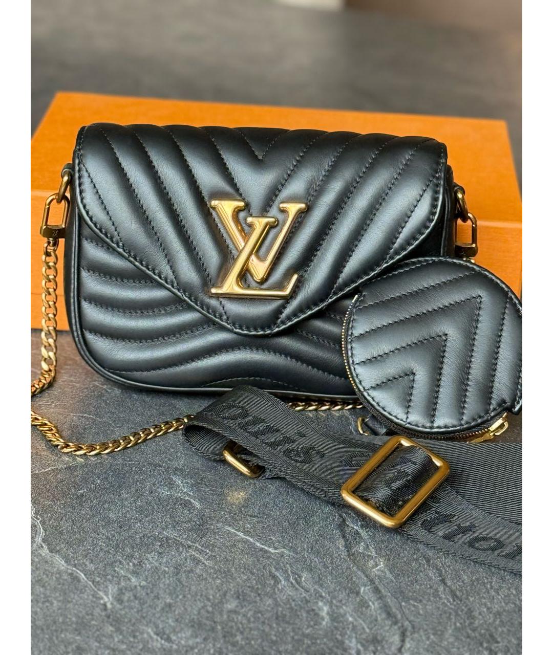 LOUIS VUITTON Черная кожаная сумка через плечо, фото 9