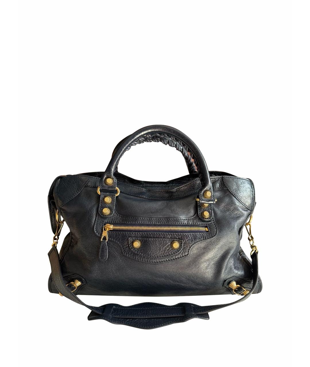 BALENCIAGA Темно-синяя кожаная сумка тоут, фото 1