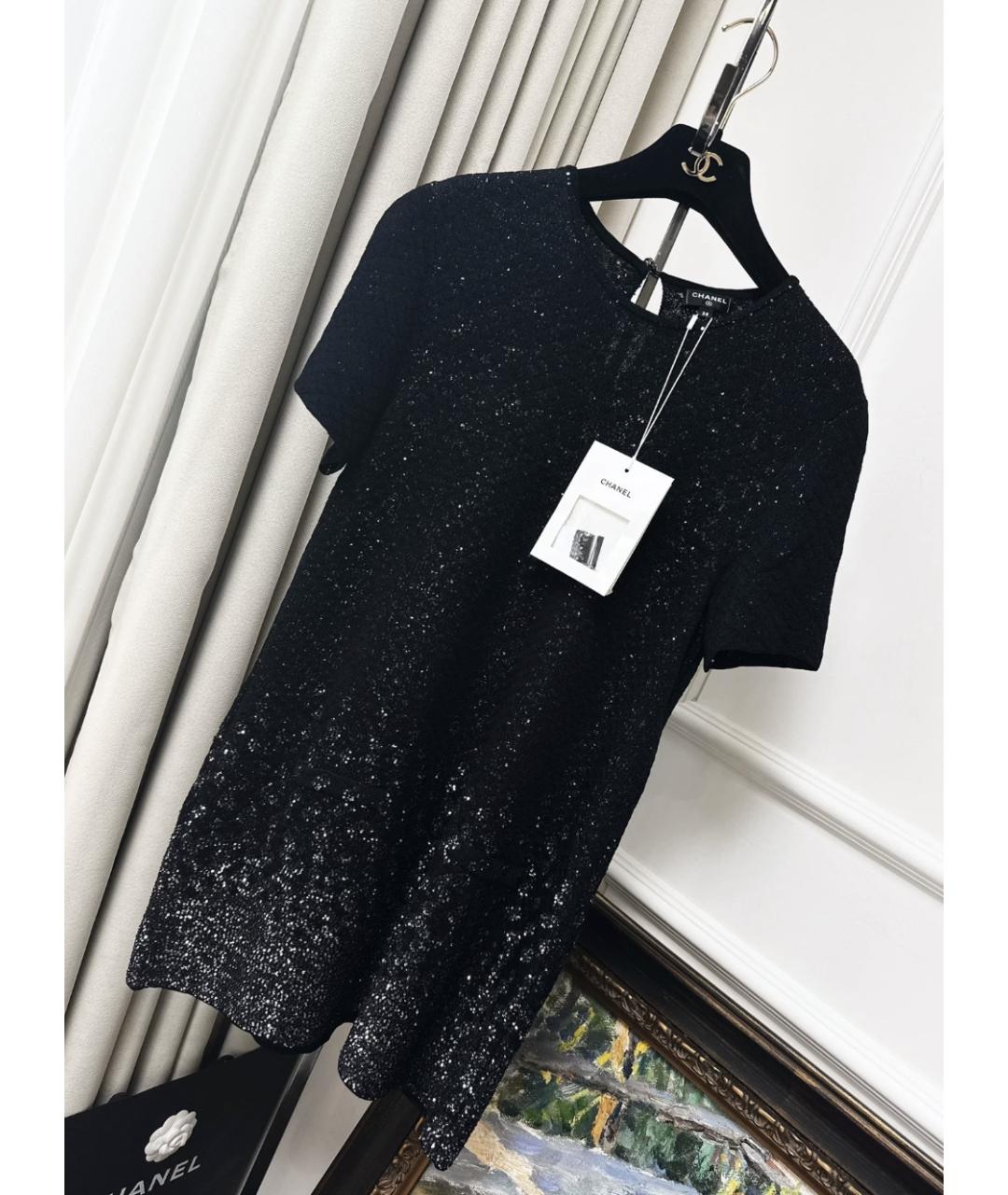 CHANEL Черное вискозное повседневное платье, фото 2