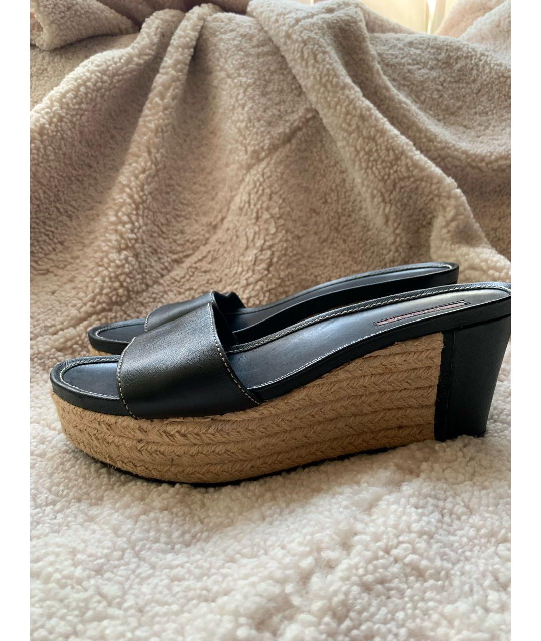 PRADA Черные кожаные сабо, фото 8