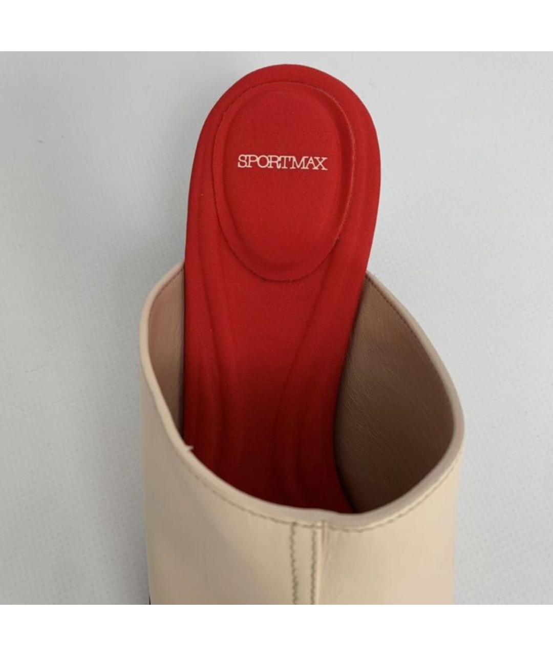 SPORTMAX Бежевые кожаные мюли, фото 5