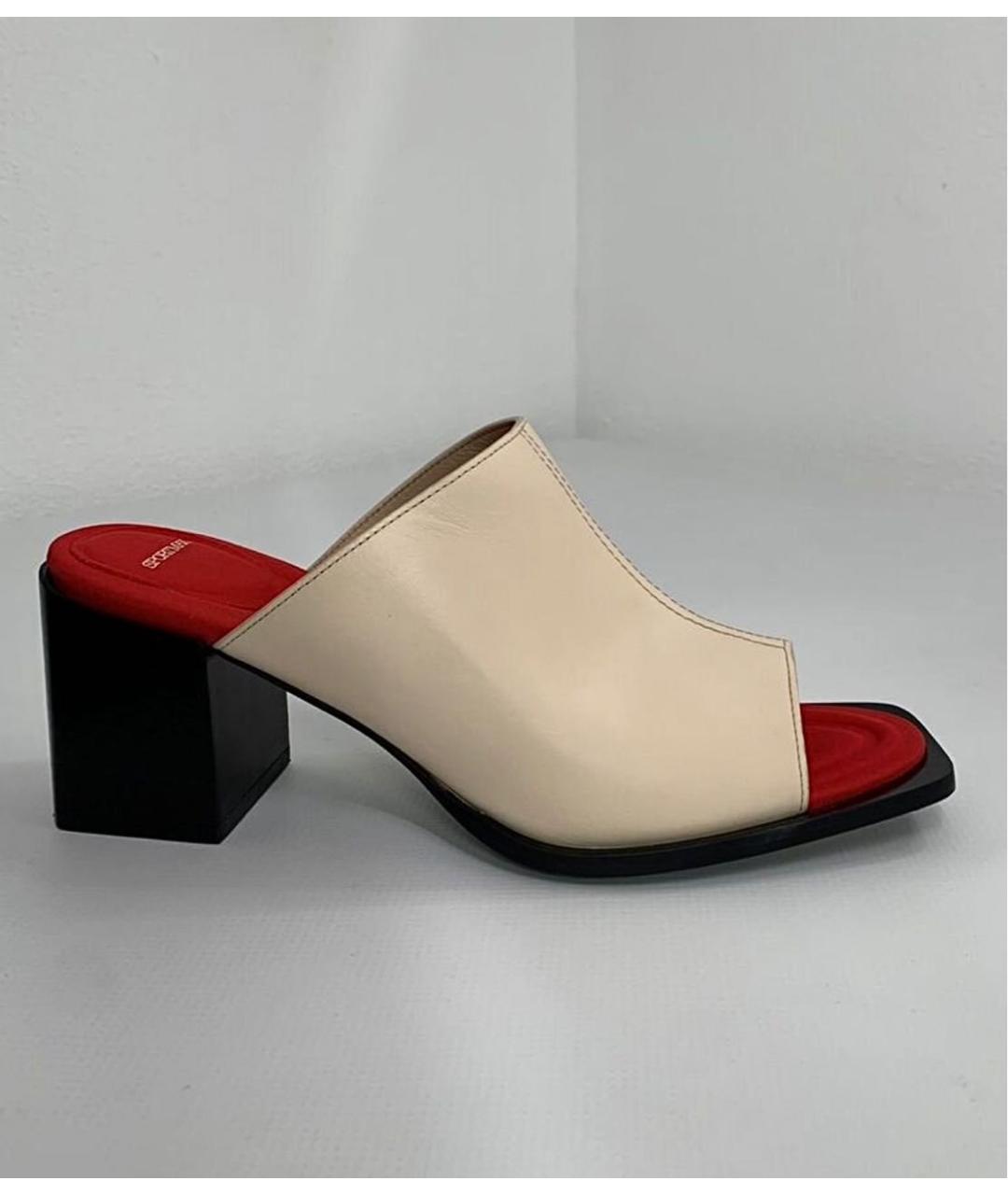 SPORTMAX Бежевые кожаные мюли, фото 9