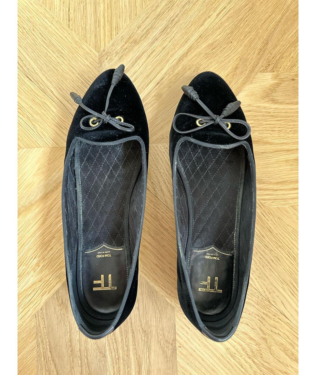 TOM FORD Черные бархатные балетки, фото 3