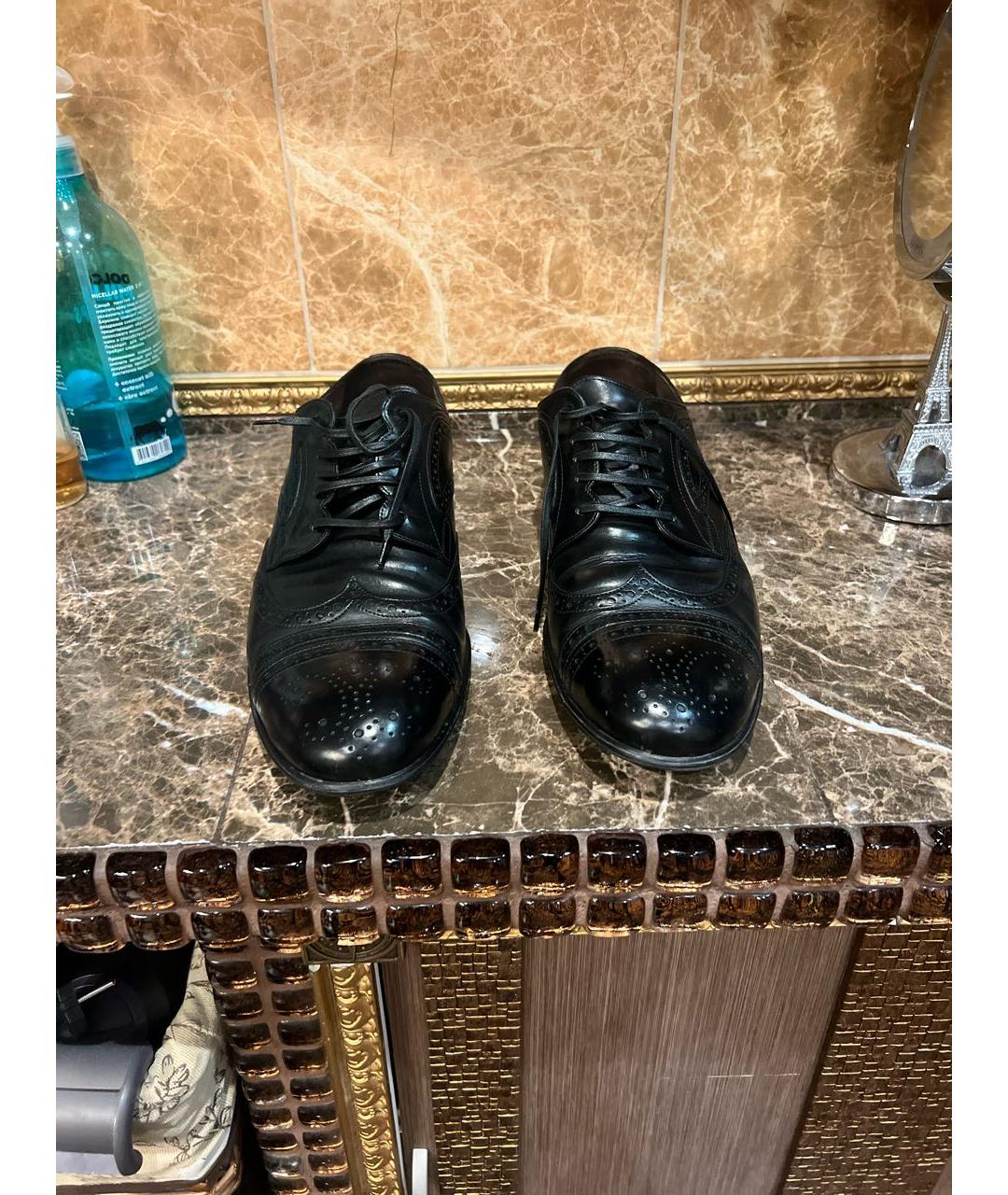 DOLCE&GABBANA Черные кожаные туфли, фото 2