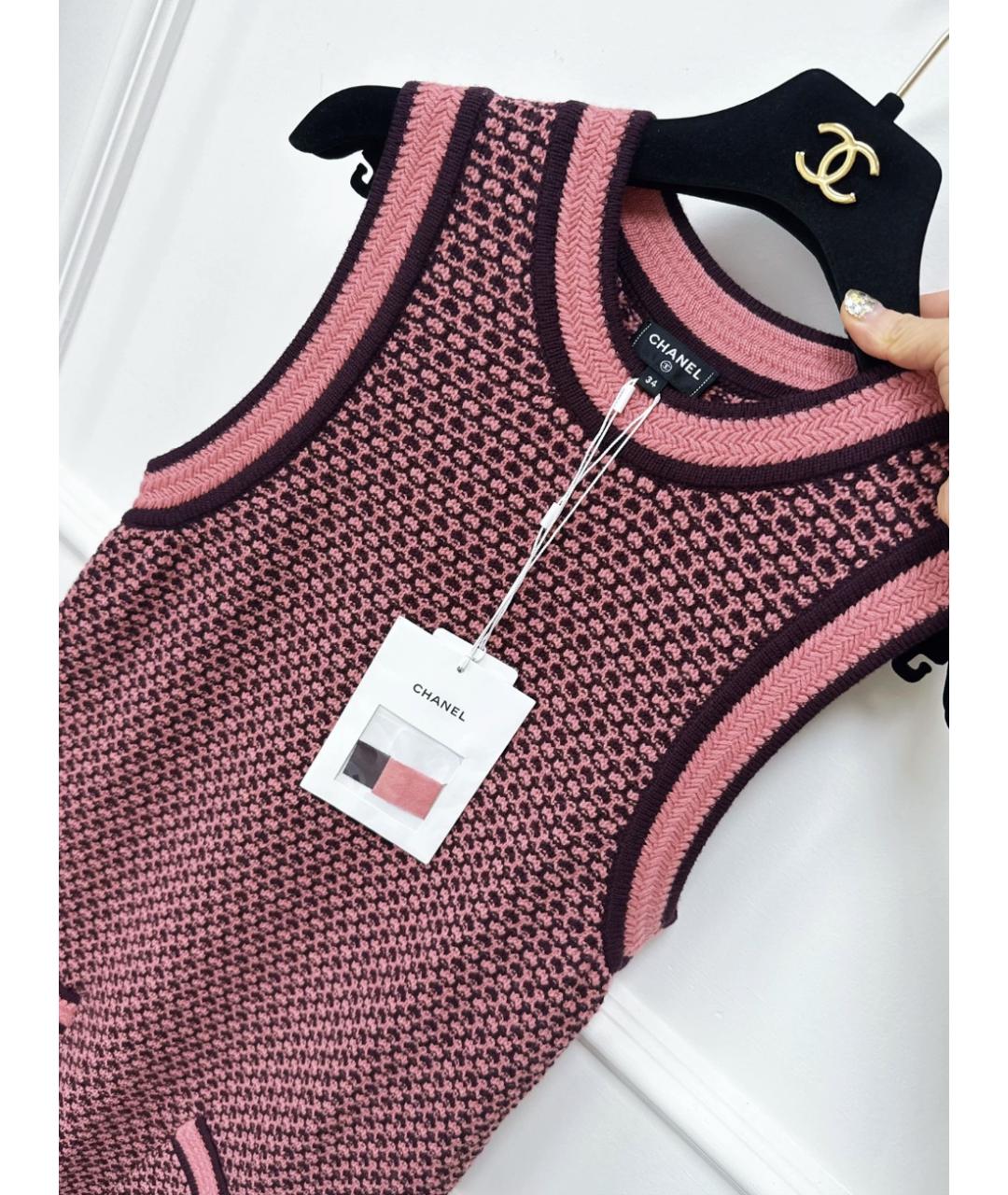 CHANEL Розовое кашемировое повседневное платье, фото 3