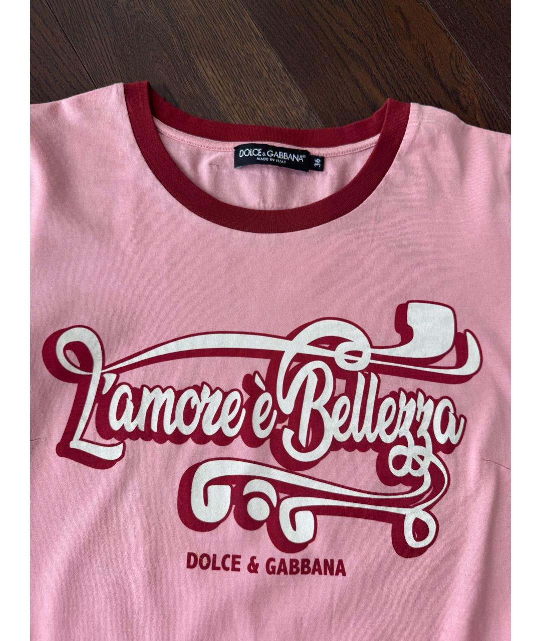 DOLCE&GABBANA Розовая хлопковая футболка, фото 3
