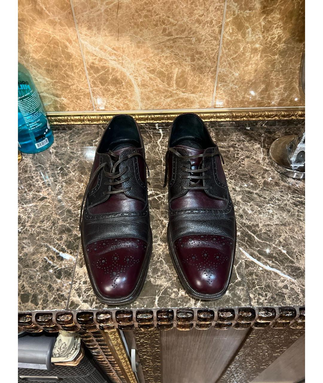DOLCE&GABBANA Бордовые кожаные туфли, фото 2