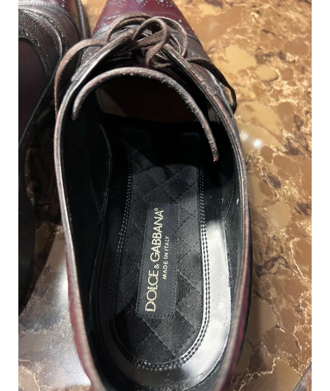 DOLCE&GABBANA Бордовые кожаные туфли, фото 8