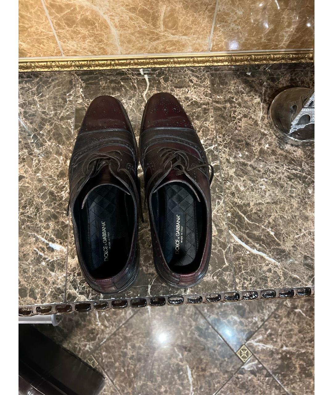 DOLCE&GABBANA Бордовые кожаные туфли, фото 3