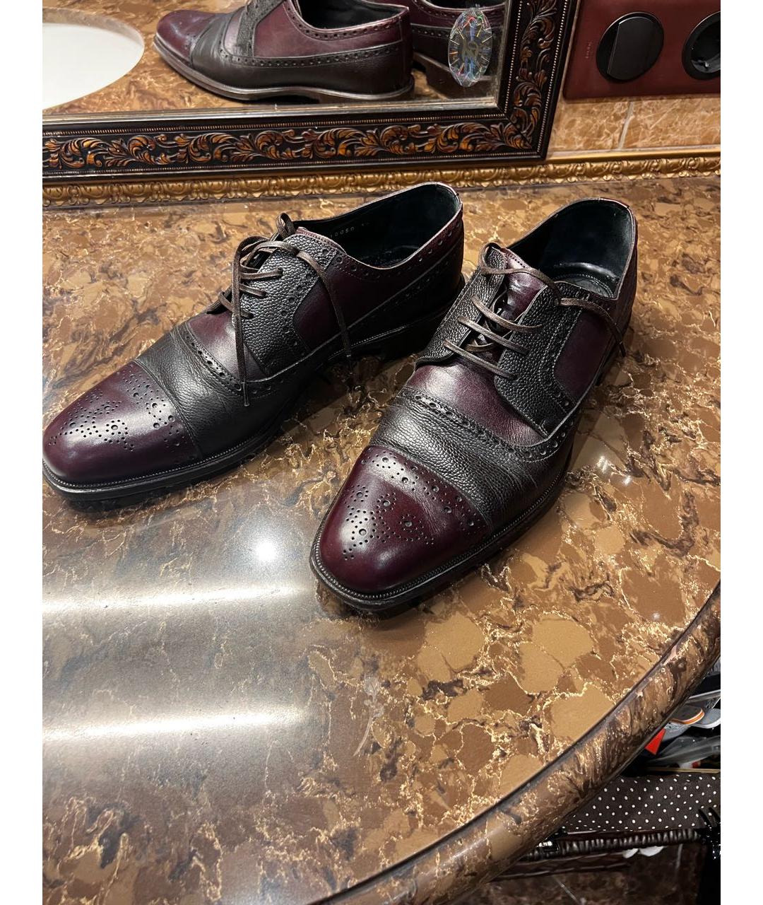 DOLCE&GABBANA Бордовые кожаные туфли, фото 5