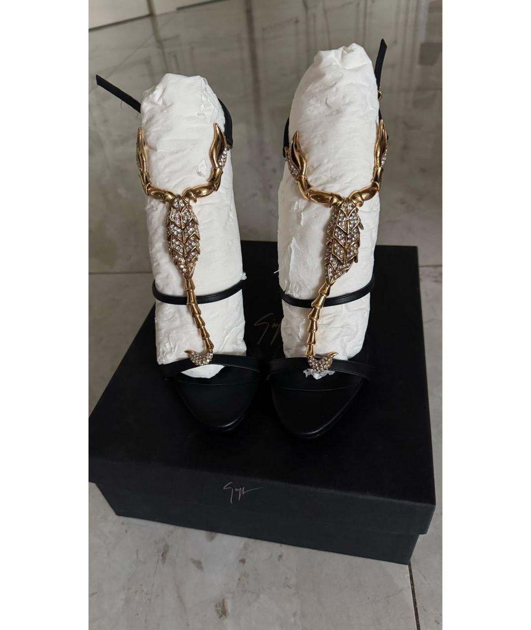 GIUSEPPE ZANOTTI DESIGN Черные кожаные босоножки, фото 3