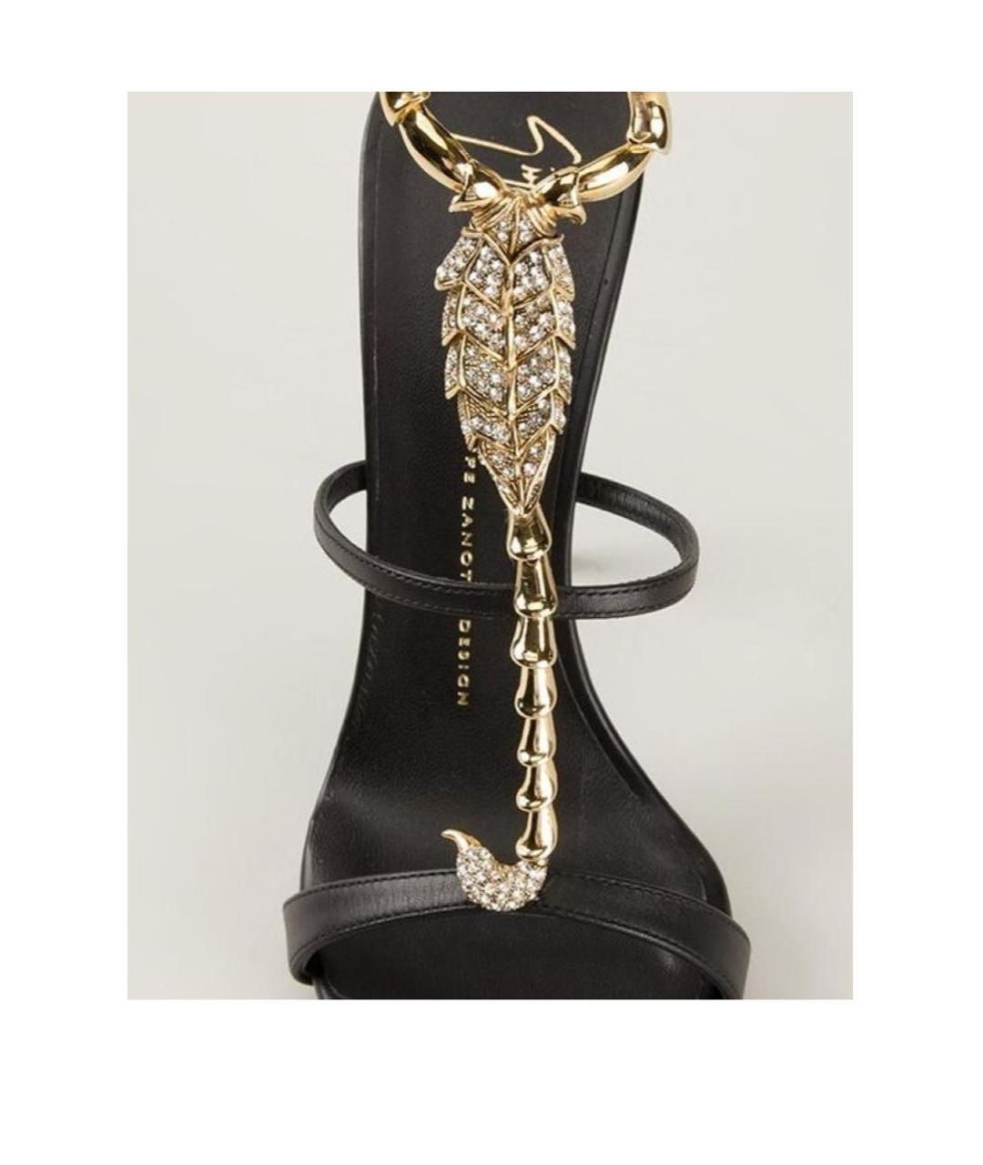GIUSEPPE ZANOTTI DESIGN Черные кожаные босоножки, фото 2