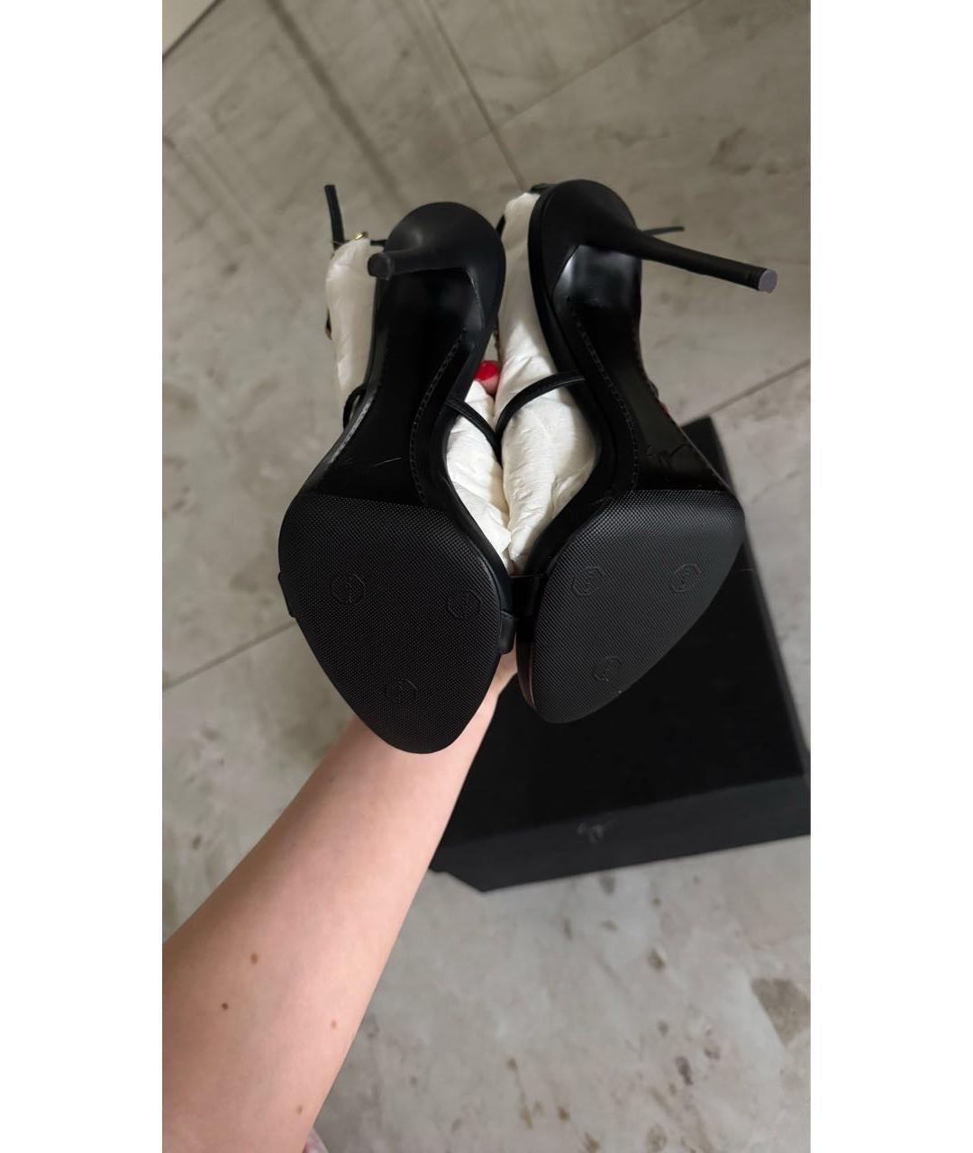 GIUSEPPE ZANOTTI DESIGN Черные кожаные босоножки, фото 4