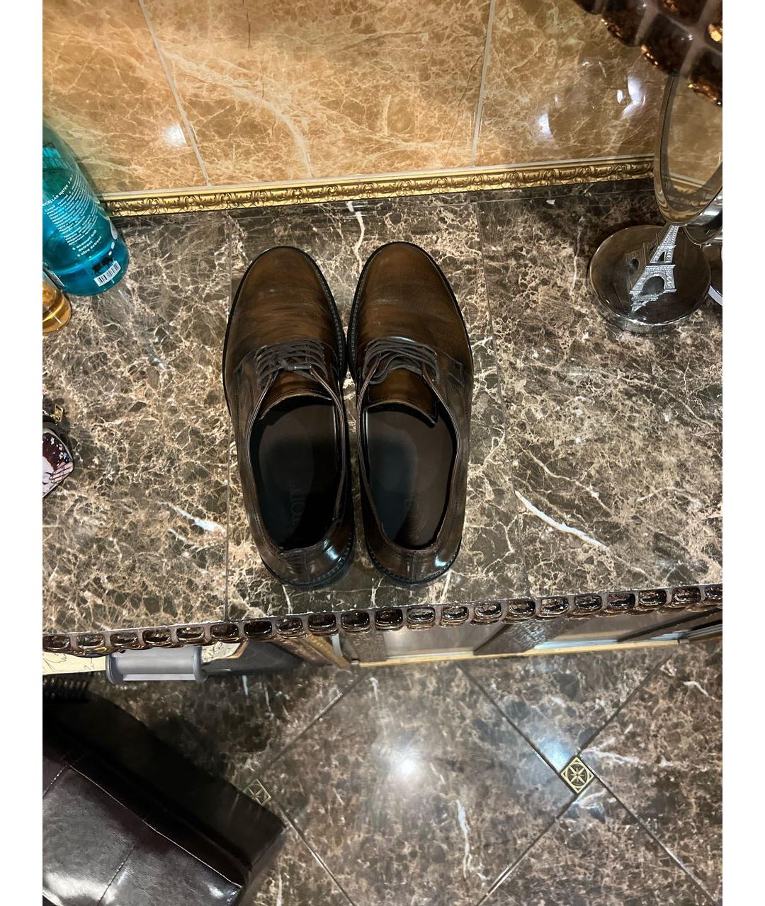 TOD'S Коричневые низкие ботинки из лакированной кожи, фото 3