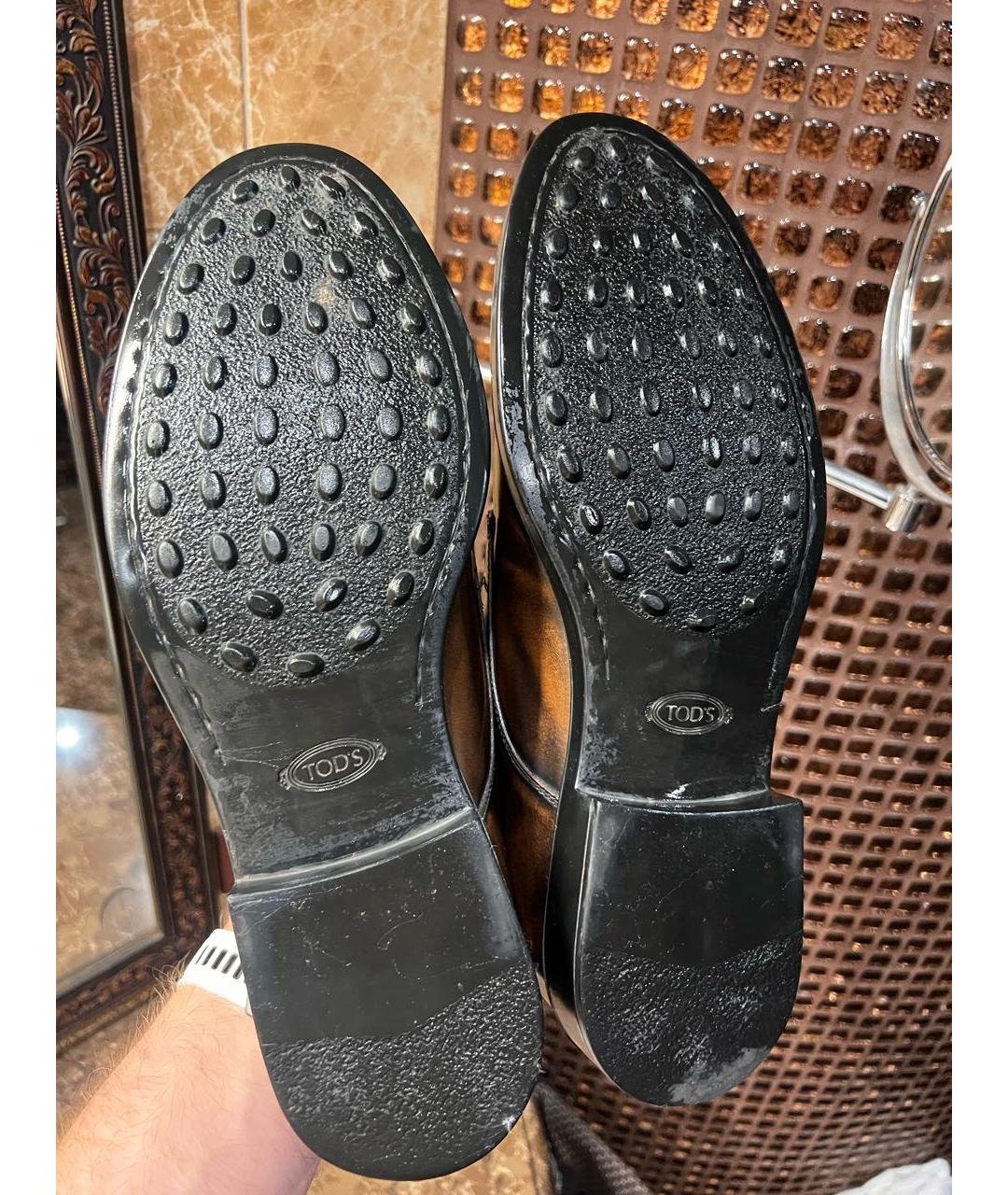 TOD'S Коричневые низкие ботинки из лакированной кожи, фото 5