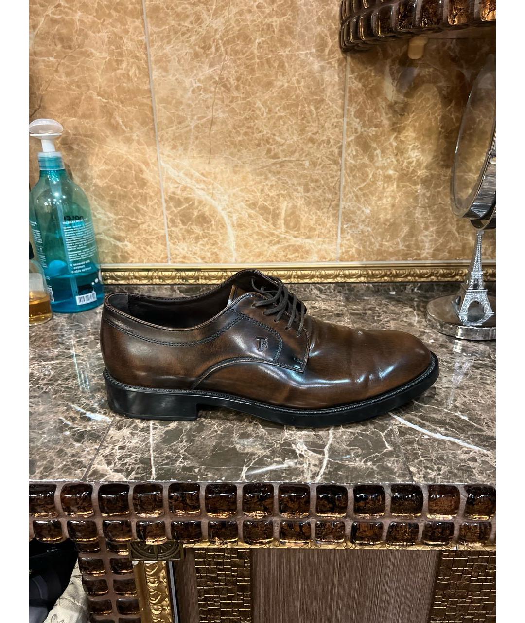 TOD'S Коричневые низкие ботинки из лакированной кожи, фото 9