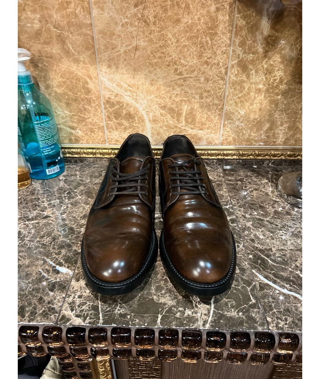 TOD'S Коричневые низкие ботинки из лакированной кожи, фото 2