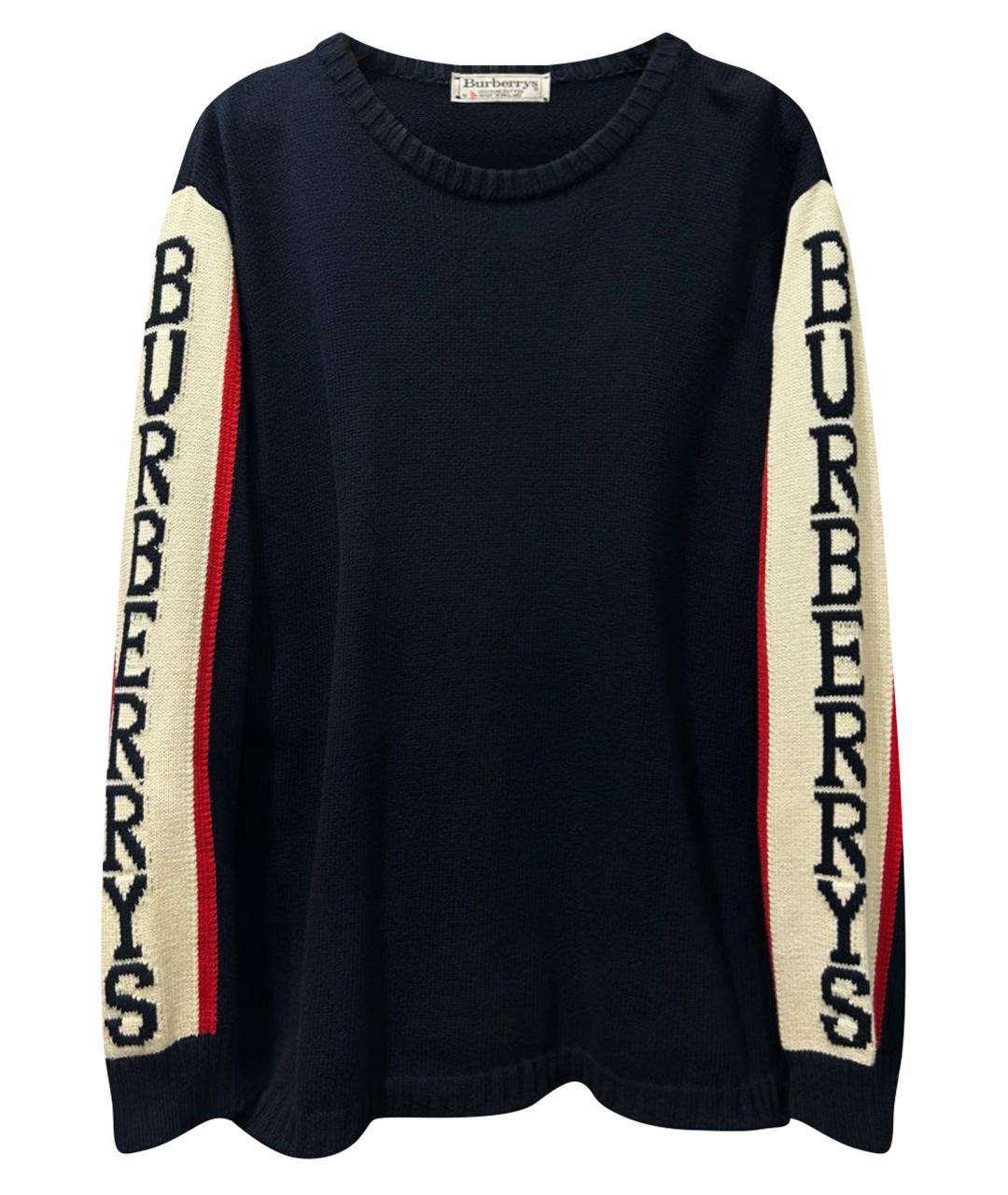 BURBERRY Темно-синий хлопковый джемпер / свитер, фото 1