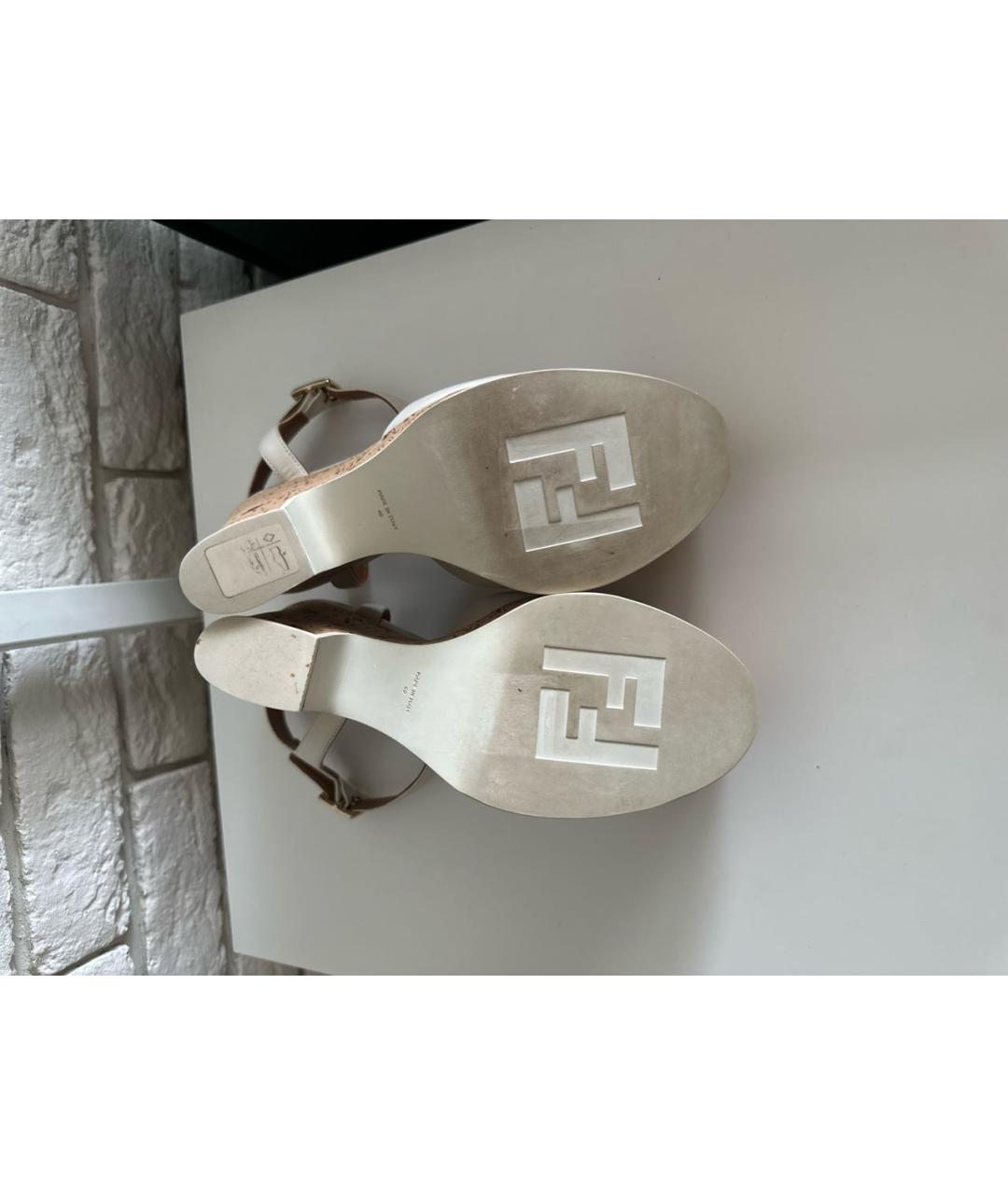FENDI Белые нубуковые босоножки, фото 6