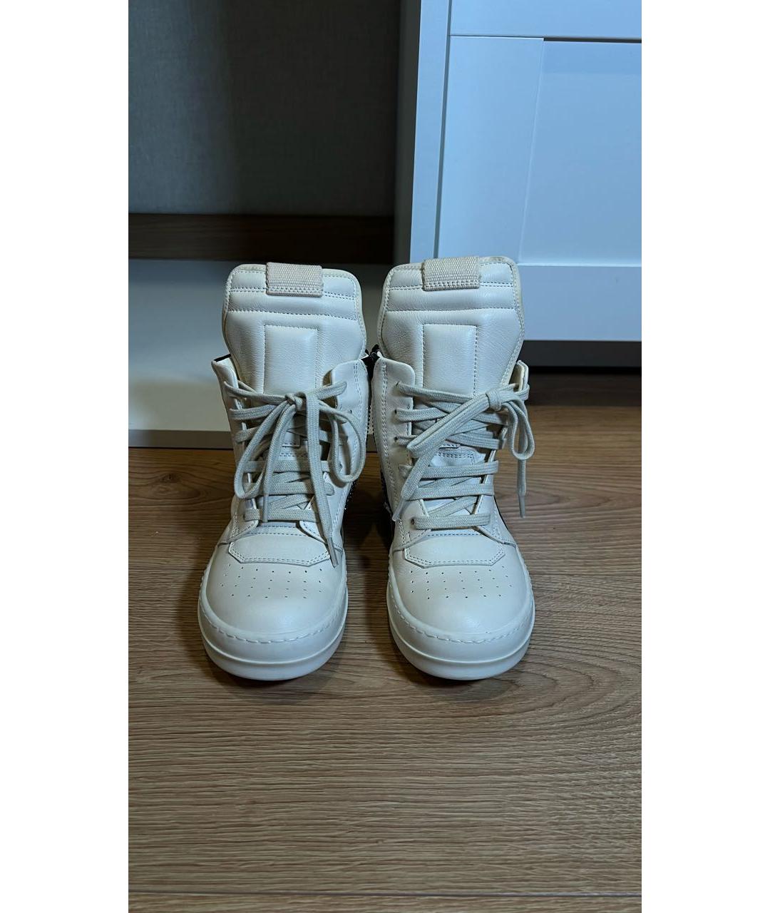 RICK OWENS Белые кожаные кеды, фото 2