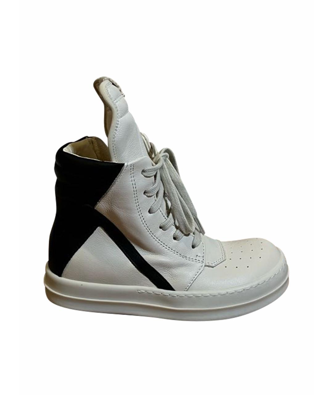 RICK OWENS Белые кожаные кеды, фото 1