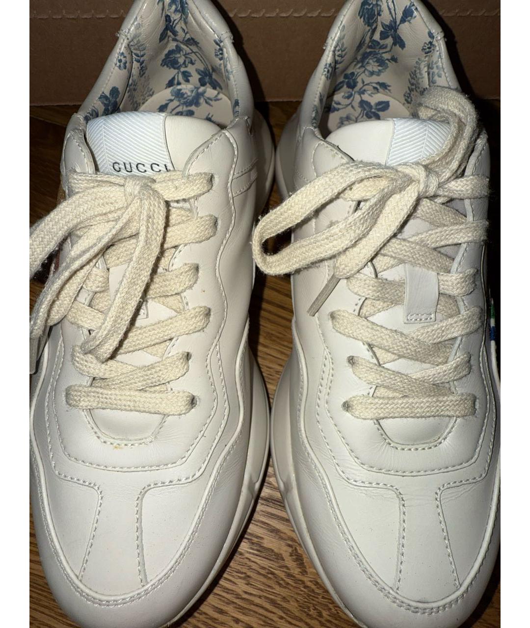GUCCI Белые кожаные кроссовки, фото 5