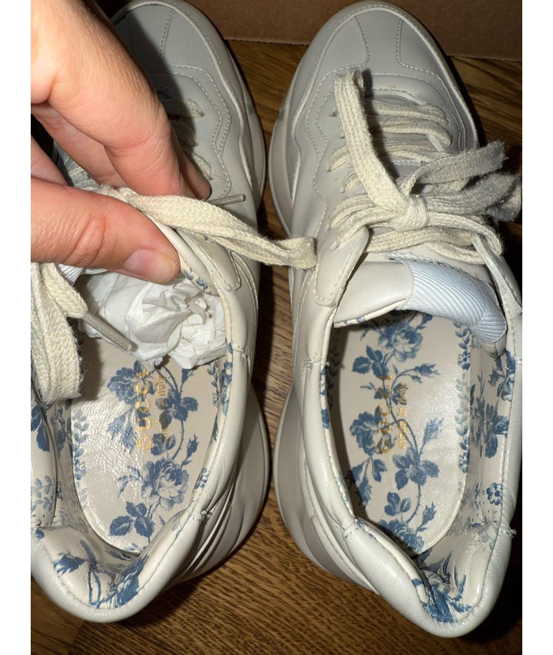 GUCCI Белые кожаные кроссовки, фото 3