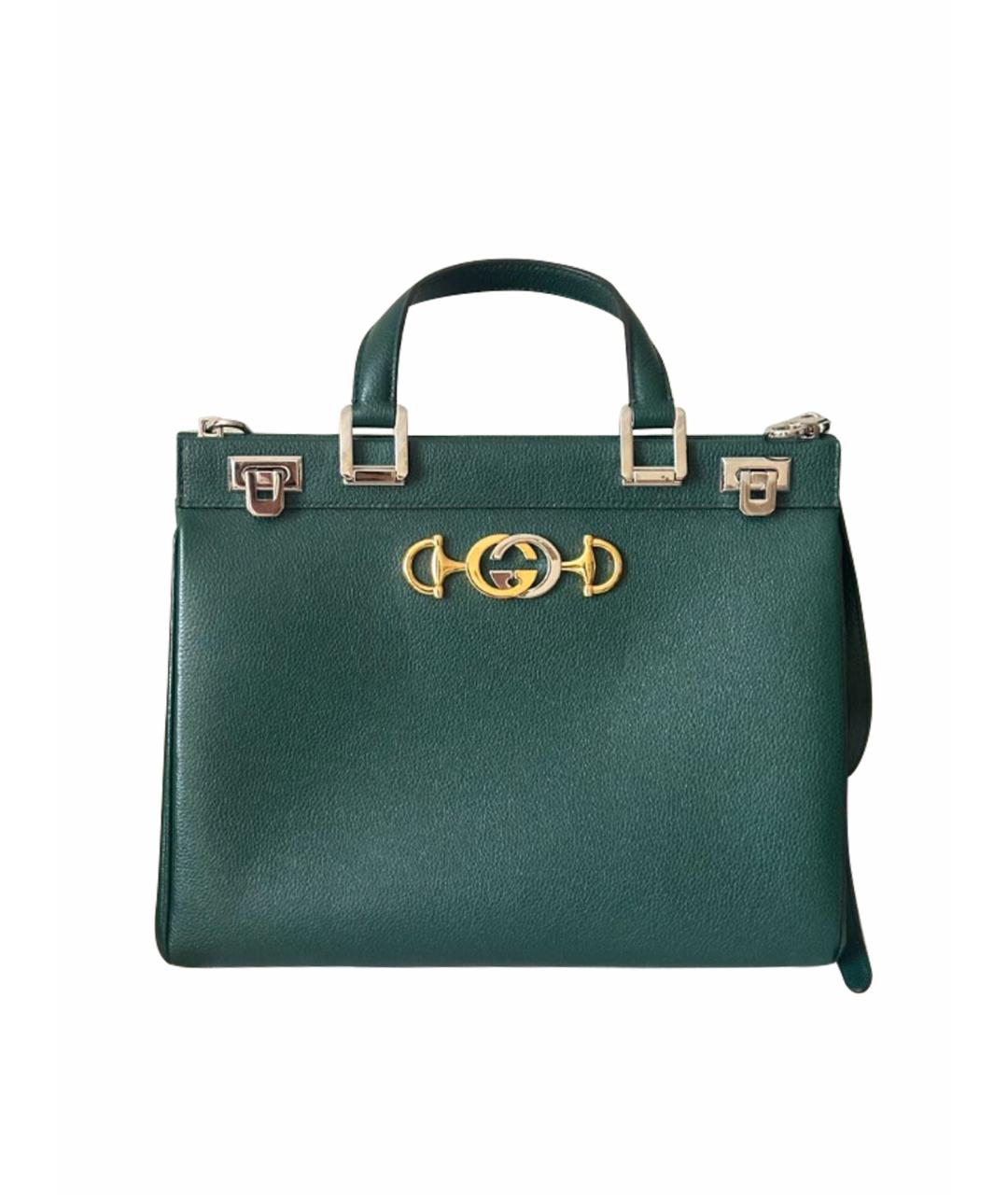 GUCCI Зеленая кожаная сумка с короткими ручками, фото 1