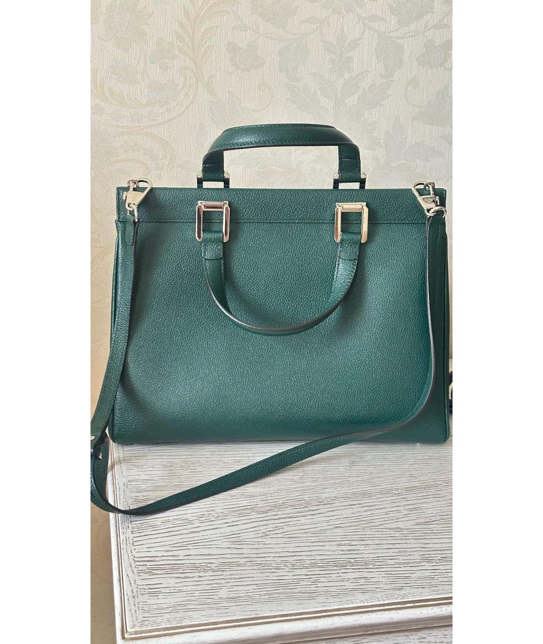 GUCCI Зеленая кожаная сумка с короткими ручками, фото 3