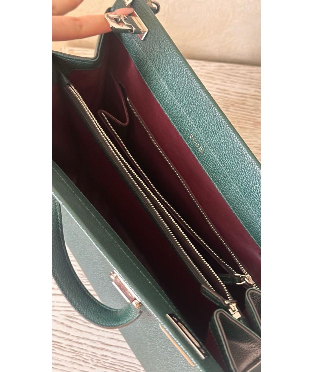 GUCCI Зеленая кожаная сумка с короткими ручками, фото 4