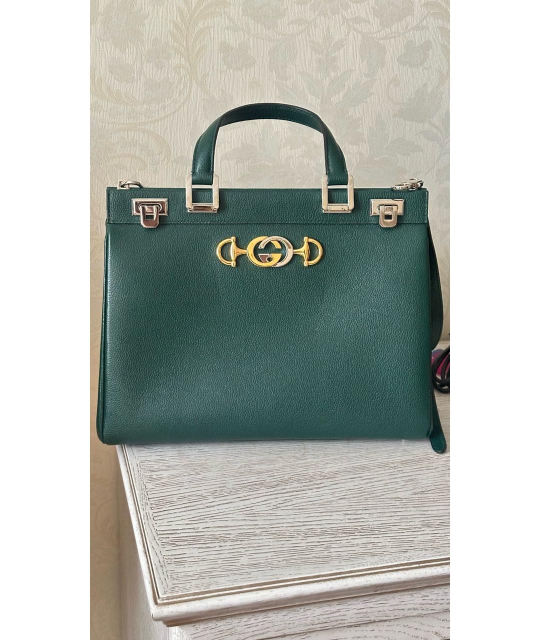 GUCCI Зеленая кожаная сумка с короткими ручками, фото 7