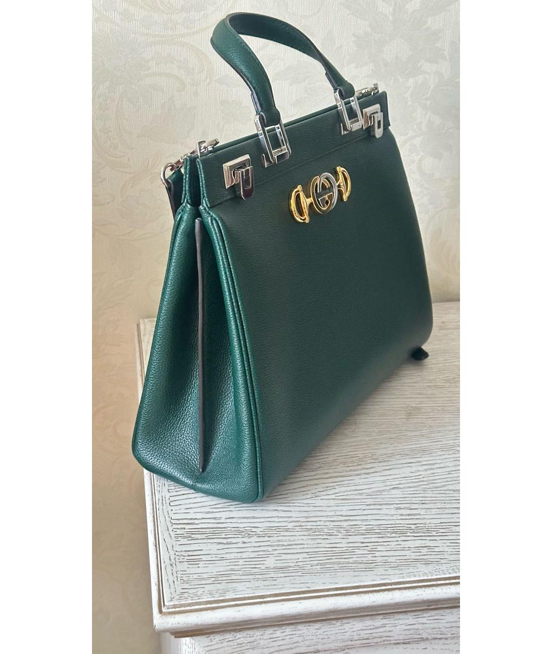GUCCI Зеленая кожаная сумка с короткими ручками, фото 2