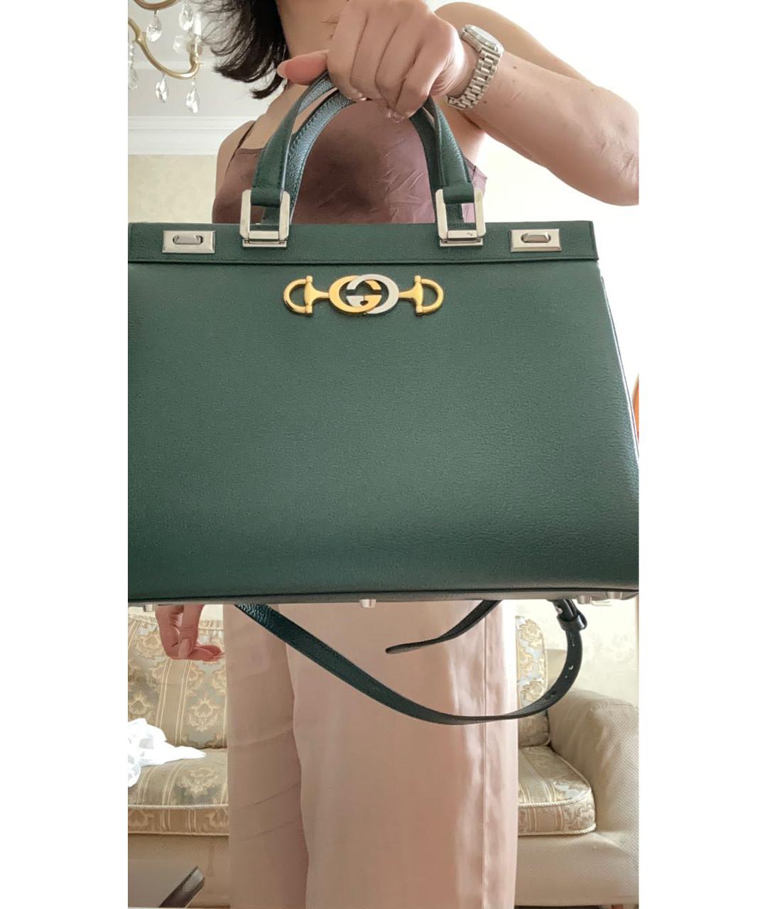 GUCCI Зеленая кожаная сумка с короткими ручками, фото 5
