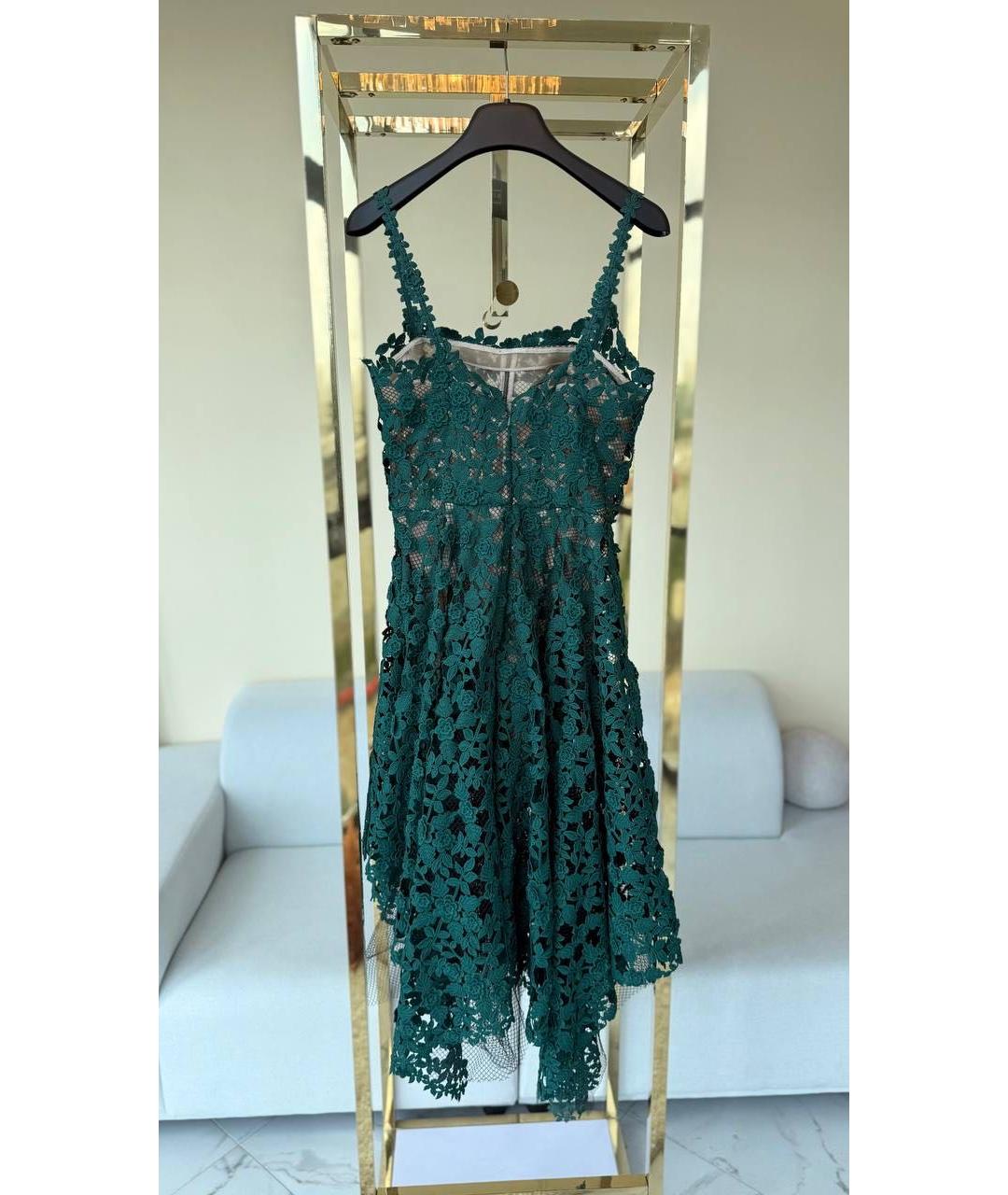 OSCAR DE LA RENTA Зеленые кружевное коктейльное платье, фото 3