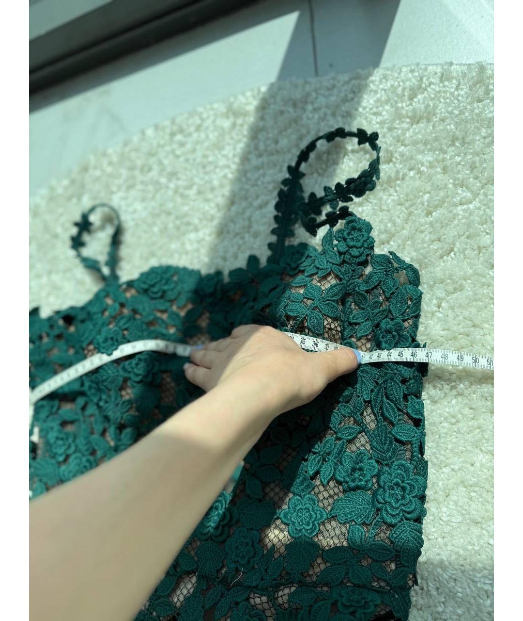 OSCAR DE LA RENTA Зеленые кружевное коктейльное платье, фото 7