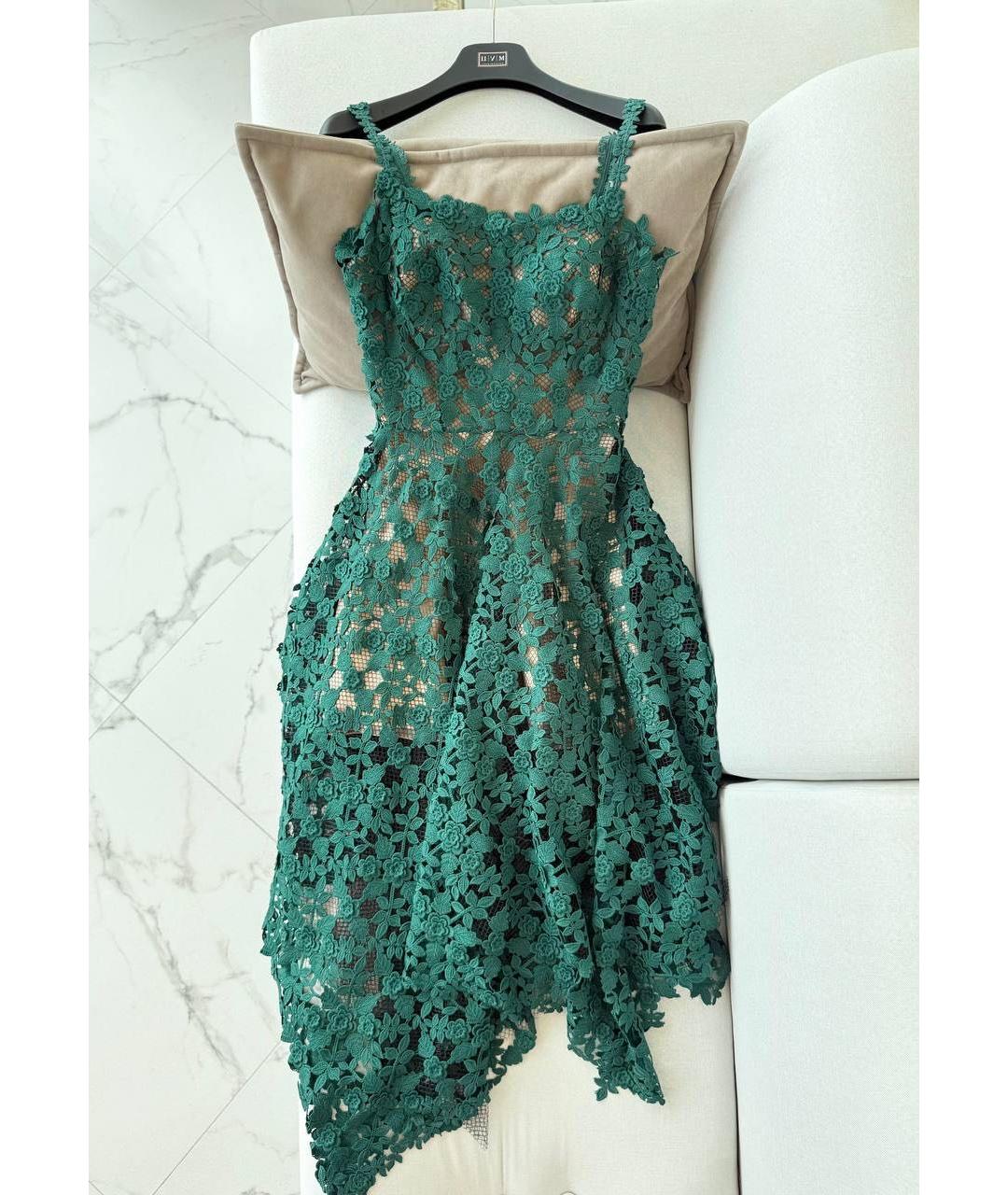 OSCAR DE LA RENTA Зеленые кружевное коктейльное платье, фото 9