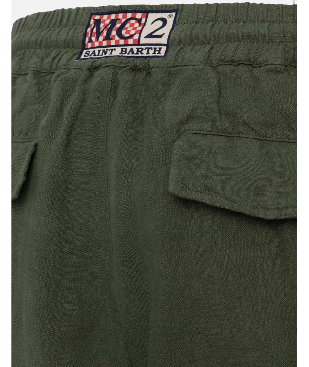 MC2 SAINT BARTH Зеленые льняные повседневные брюки, фото 4